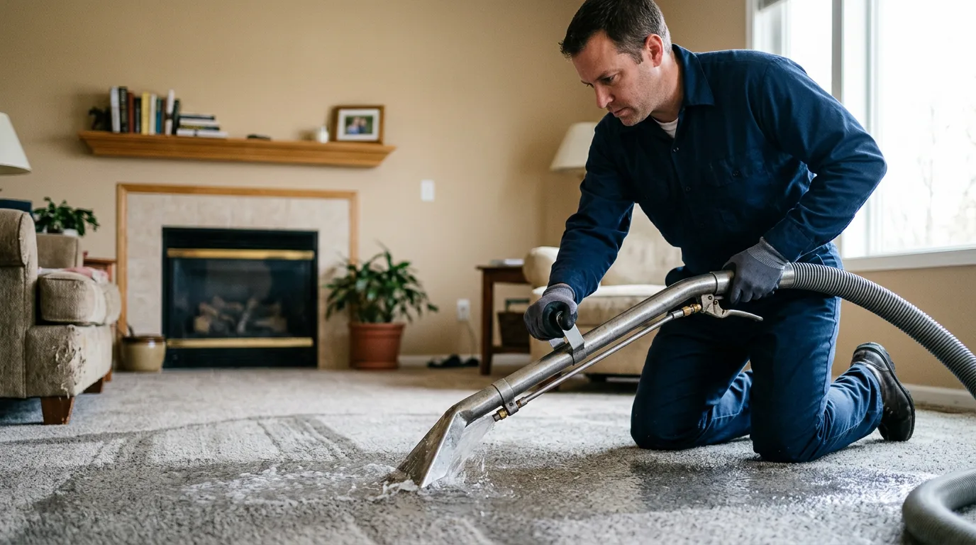 Water damage restoration technician working near Natrona Heights, PA